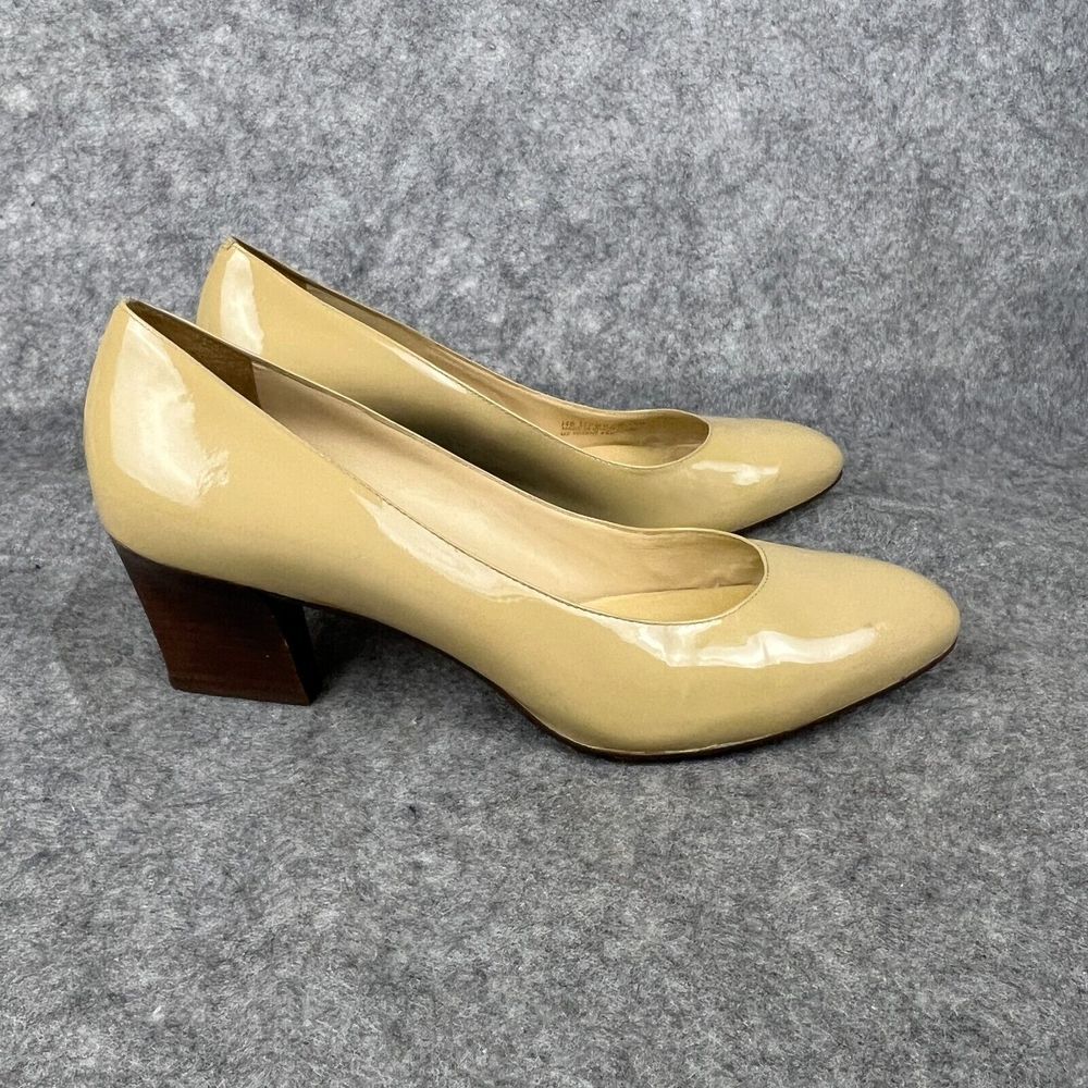 COLE‎ HAAN Women's Nude LEATHER Patent Leather Block Heel SIZE 9 B $220.00 MSRP